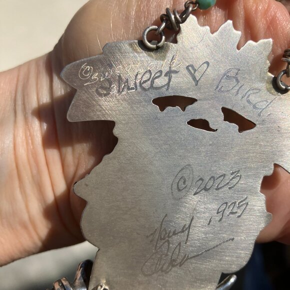 Sweet Bird Studio Wild Woman necklace in sterling silver, turquoise and beads - Picture 3 of 5